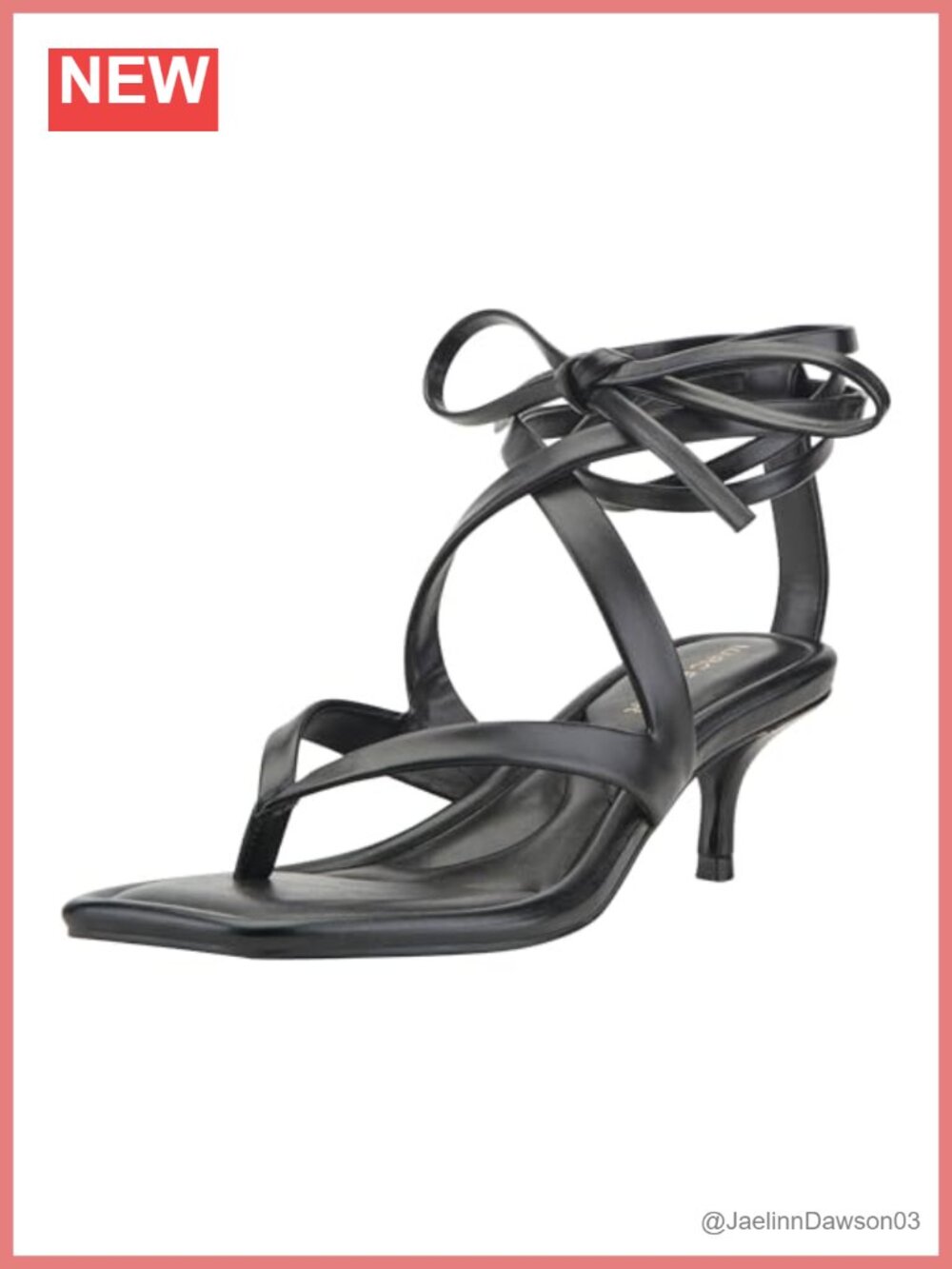 Faux Leather Lace Up Kitten Heel Sandal, Open Toe Ankle Wrap Heeled Sandals